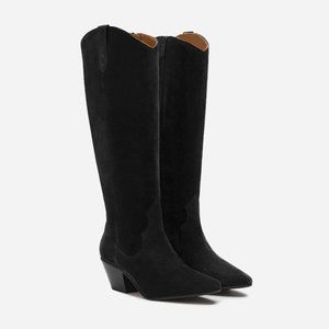 Duo Boots, Western Suede Knee High Boots in Black, Size EU39, US 8, Calf 41cm